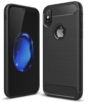 iPhone X / iPhone XS telefontok - Carbon Fiber fekete szilikon tok