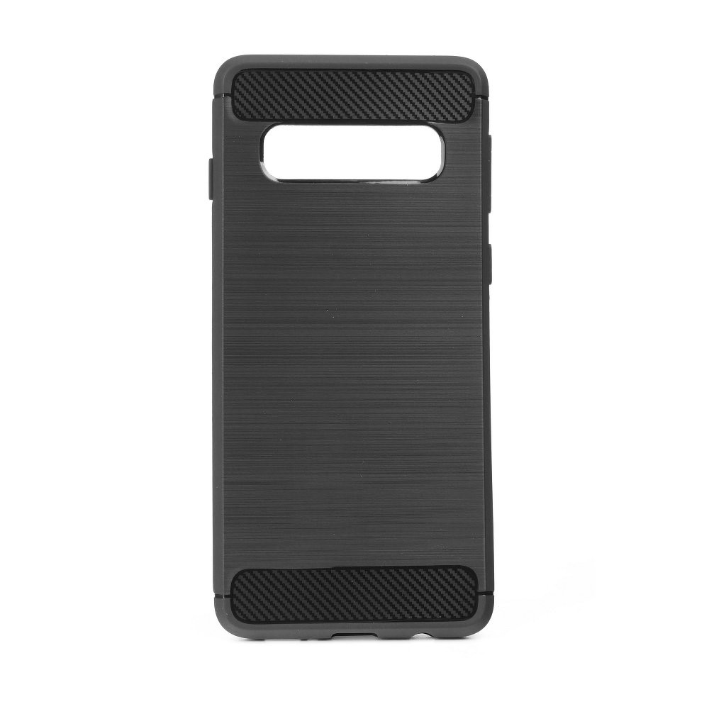 Samsung Galaxy S10 Telefontok - Forcell Carbon Fiber fekete szilikon tok