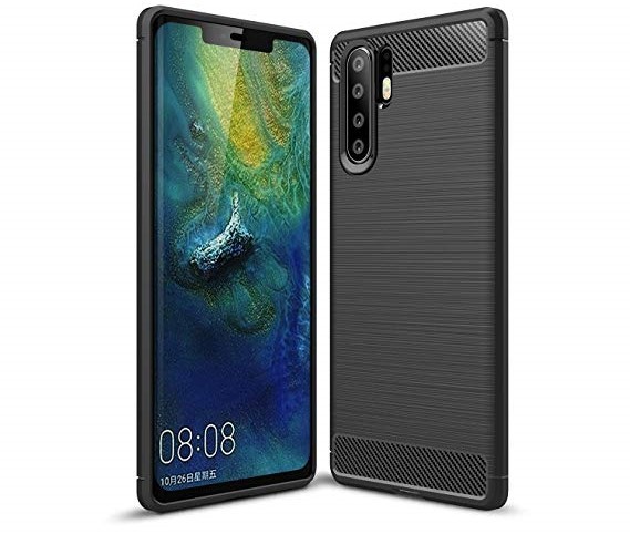 Huawei P30 Pro Telefontok - Forcell Carbon Fiber fekete szilikon tok