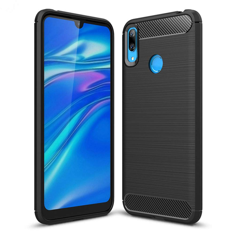 Huawei Y7 2019 / Y7 PRIME 2019 Telefontok - Carbon Fiber fekete szilikon tok