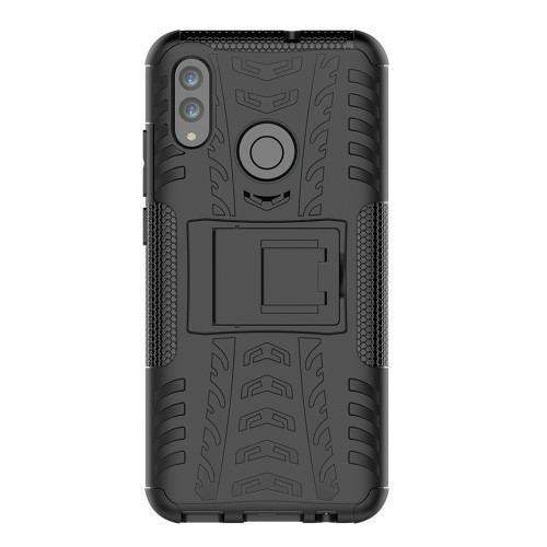 Telefontok Honor 8A - Defender ütésálló, kitámasztható fekete szilikon tok