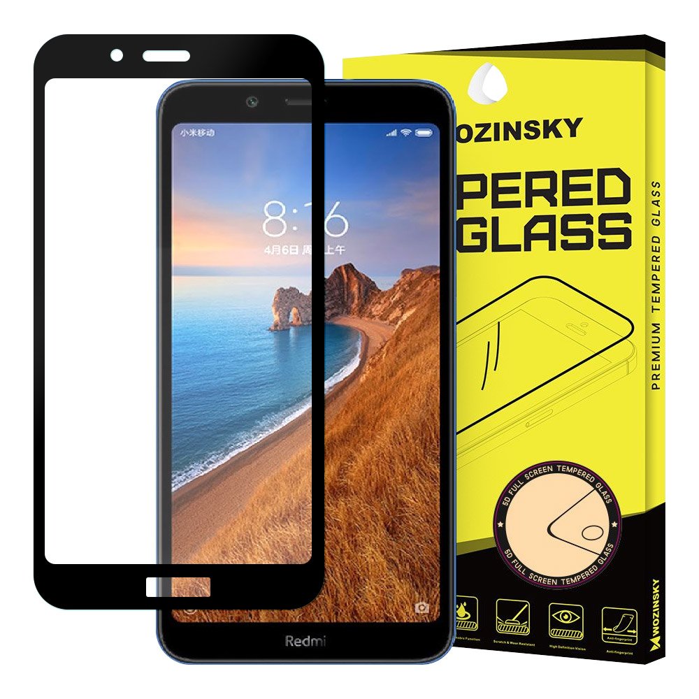Üvegfólia Xiaomi Redmi 7A - Super kemény tokbarát fólia fekete kerettel