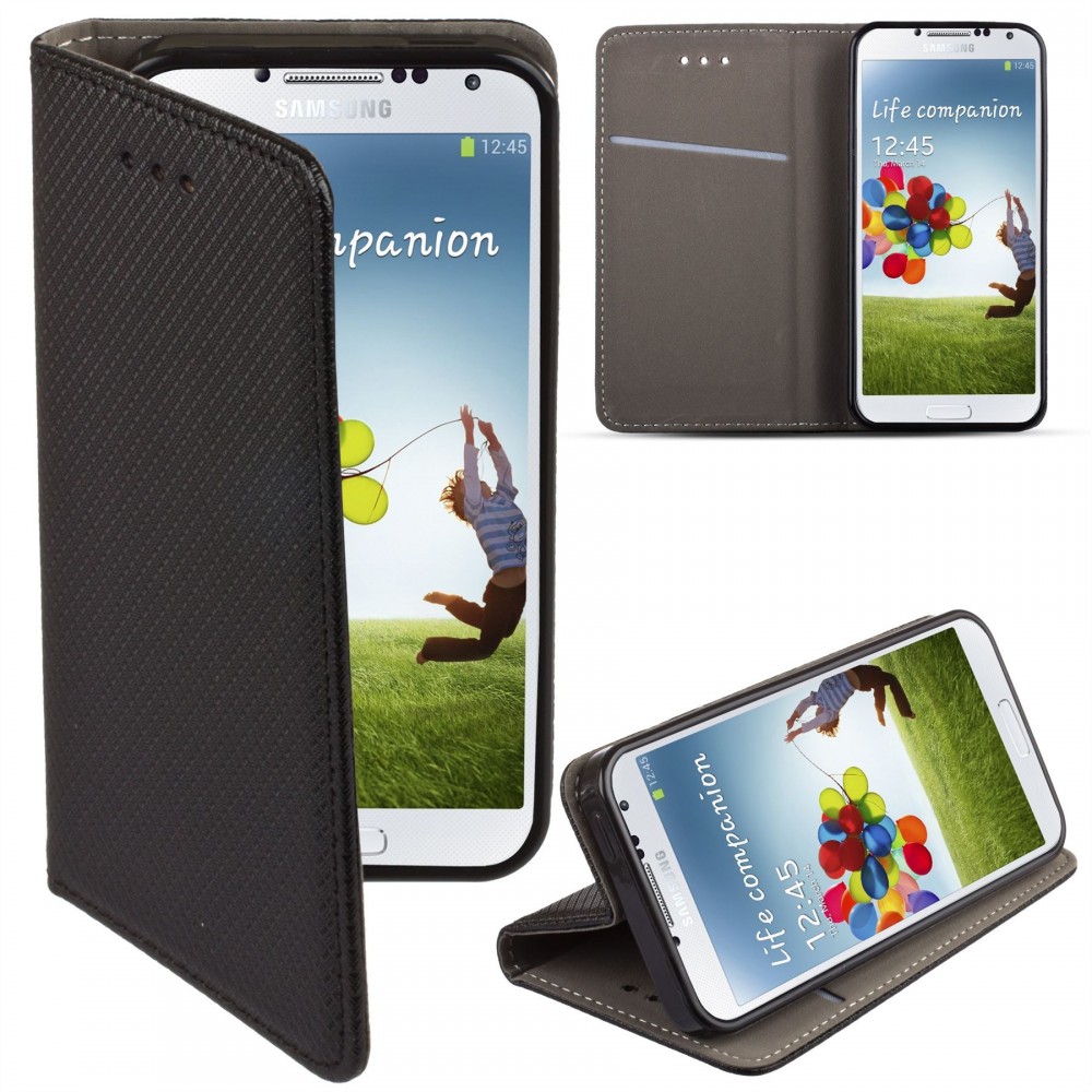 Alcatel 3 2019 Telefontok - fekete mágneses szilikon keretes könyvtok