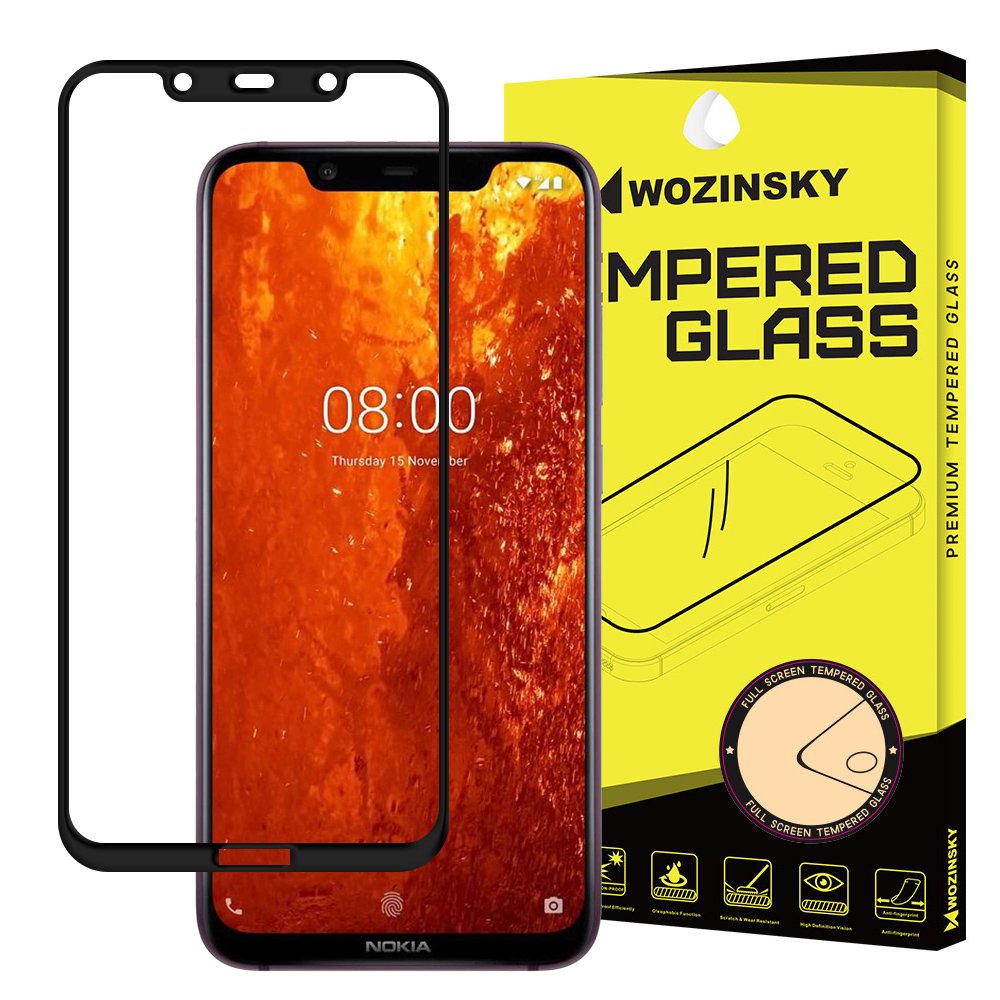 Nokia 8.1 Üvegfólia  - Super kemény tokbarát üvegfólia fekete kerettel