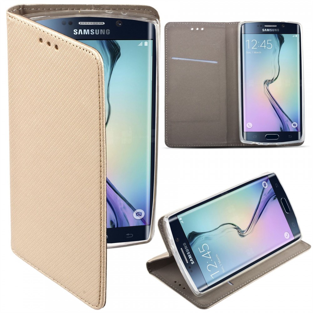Xiaomi Mi A3 Telefontok - arany mágneses szilikon keretes könyvtok
