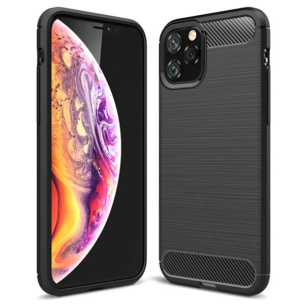 Telefontok iPhone 11 Pro Max - Forcell CARBON fekete szilikon tok