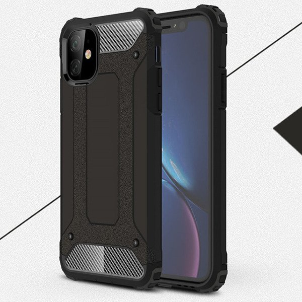 iPhone 11 Telefontok - Defender II fekete ütésálló hátlap tok