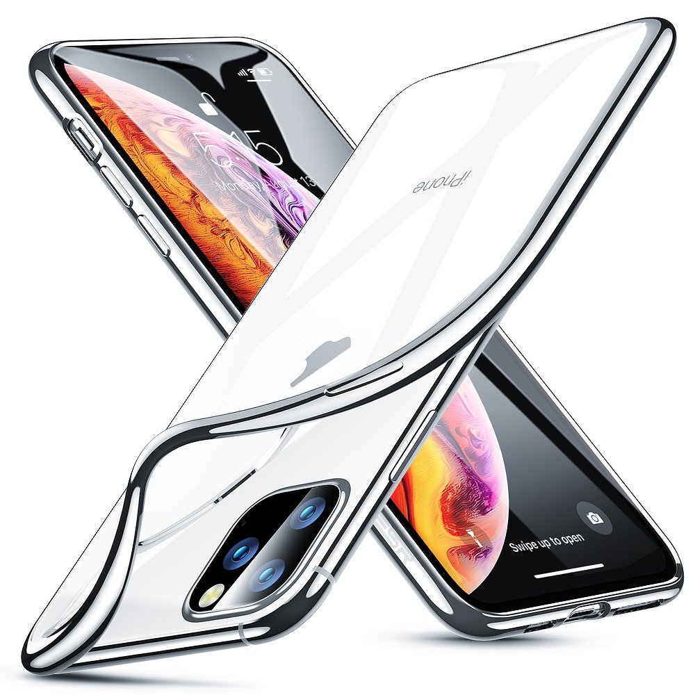 iPhone 11 PRO MAX Telefontok - ESR átlátszó, ezüst keretes szilikon tok