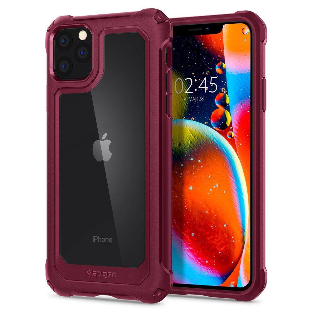 iPhone 11 PRO MAX Telefontok - SPIGEN GAUNTLET bordó ütésálló tok