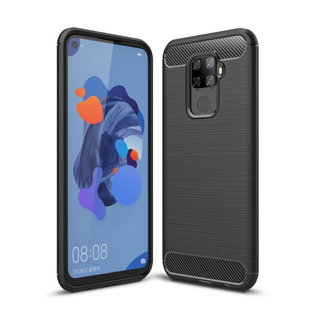 Huawei Mate 30 Lite Telefontok - fekete Carbon szilikon telefon tok