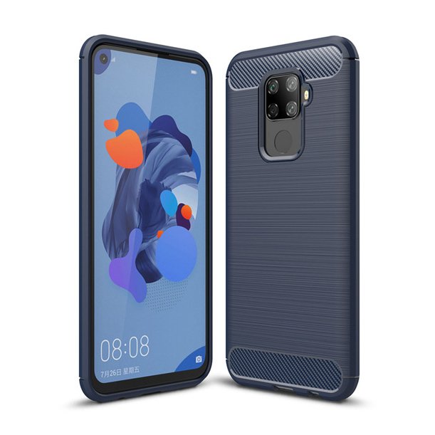 Huawei Mate 30 Lite Telefontok - kék Carbon szilikon telefon tok