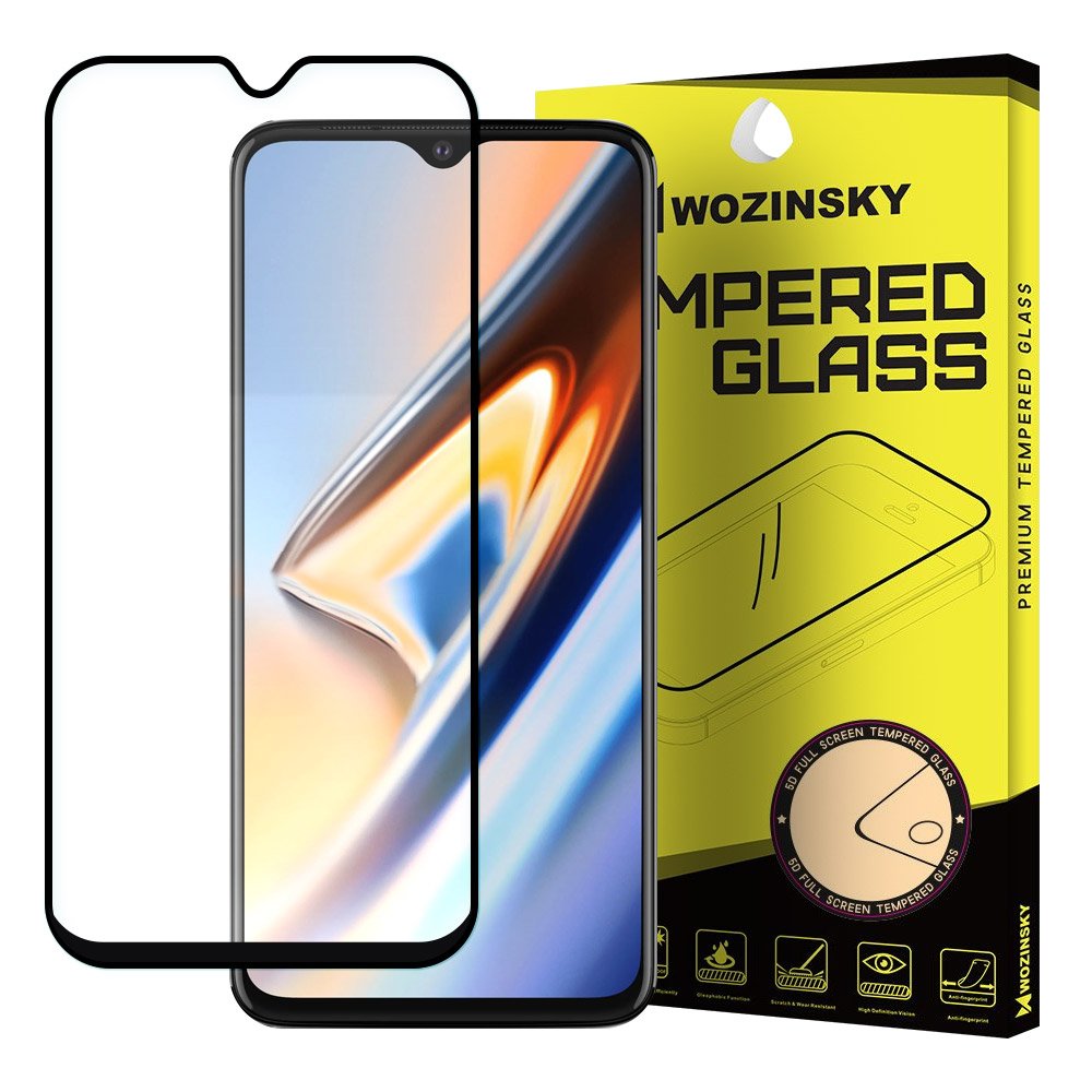 OnePlus 7 Üvegfólia - Super kemény tokbarát fólia fekete kerettel