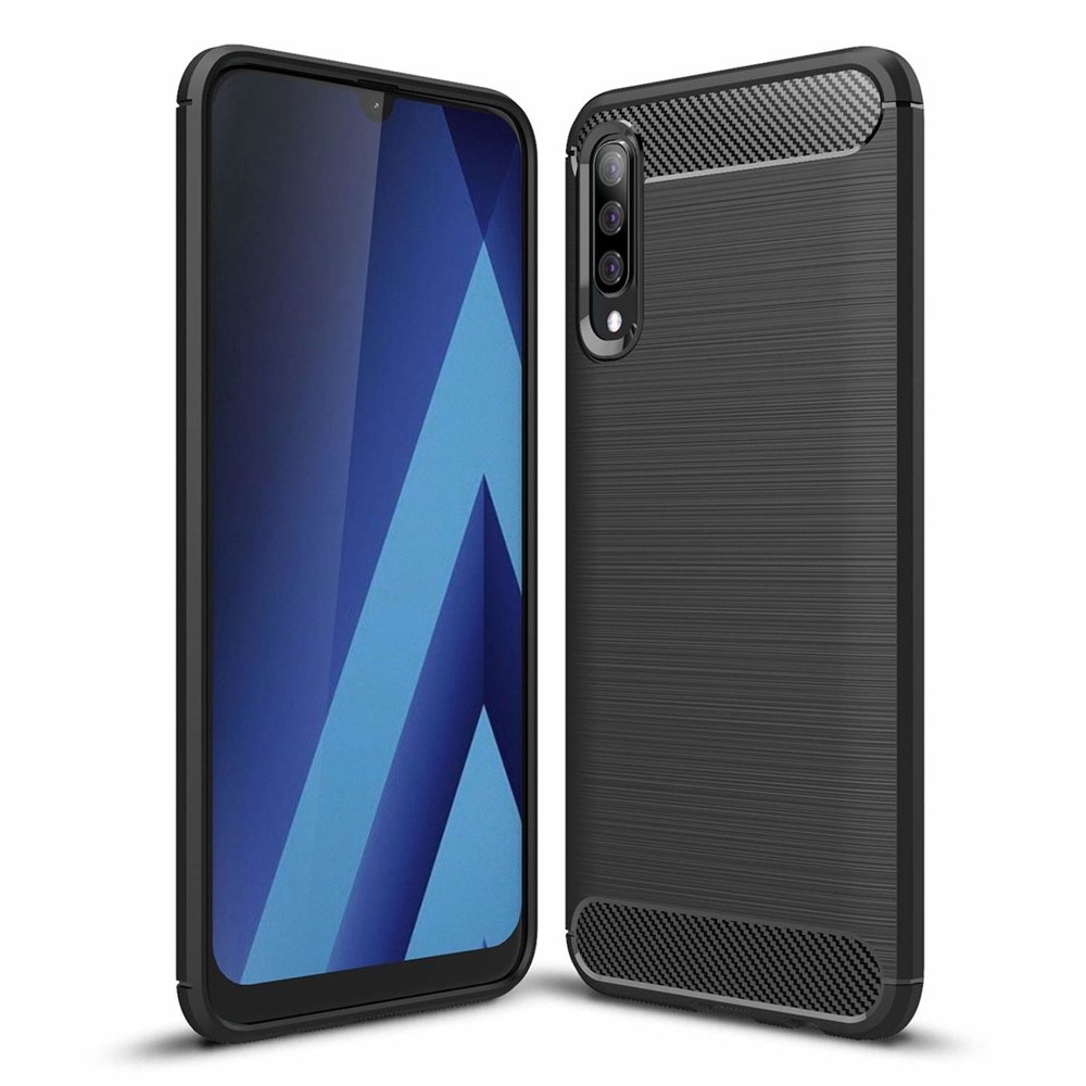 Samsung Galaxy A50s Telefontok - Forcell CARBON fekete szilikon tok