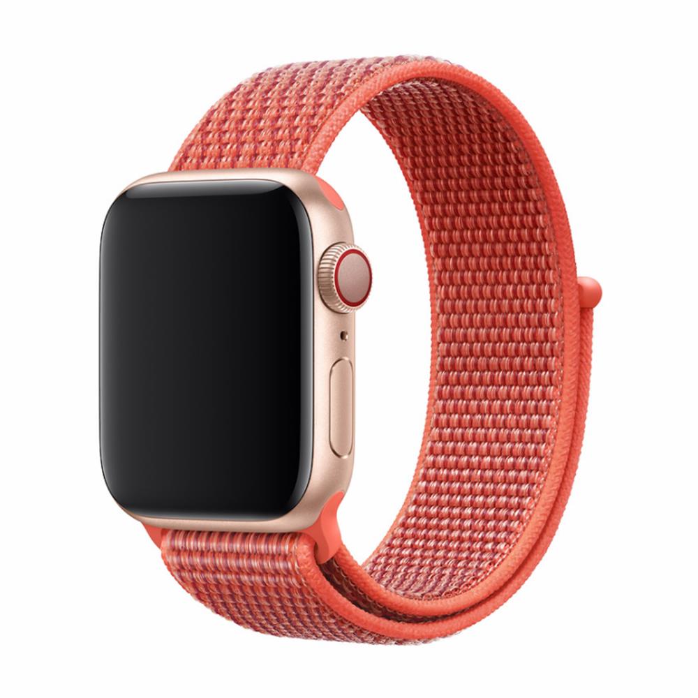 Okosóra szíj - Apple Watch Series 4/5/6/7/8/9/Ultra/SE (42 / 44 / 45 / 49 mm) - DEVIA nektarin szövet, tépőzáras szíj