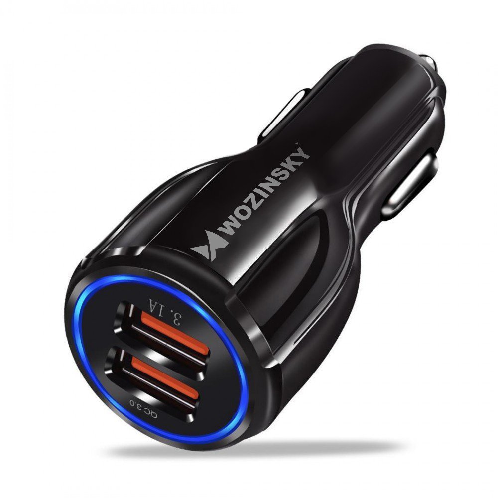 Wozinsky WCC-02 Autós töltő - szivartöltő fej, 2USB, 3,1A, fekete