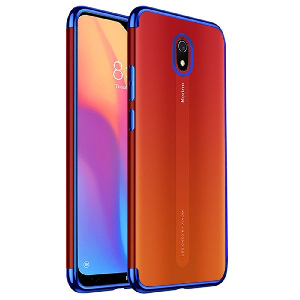 Xiaomi Redmi 8A Telefontok - Forcell Electro kék keretes, átlátszó szilikon tok