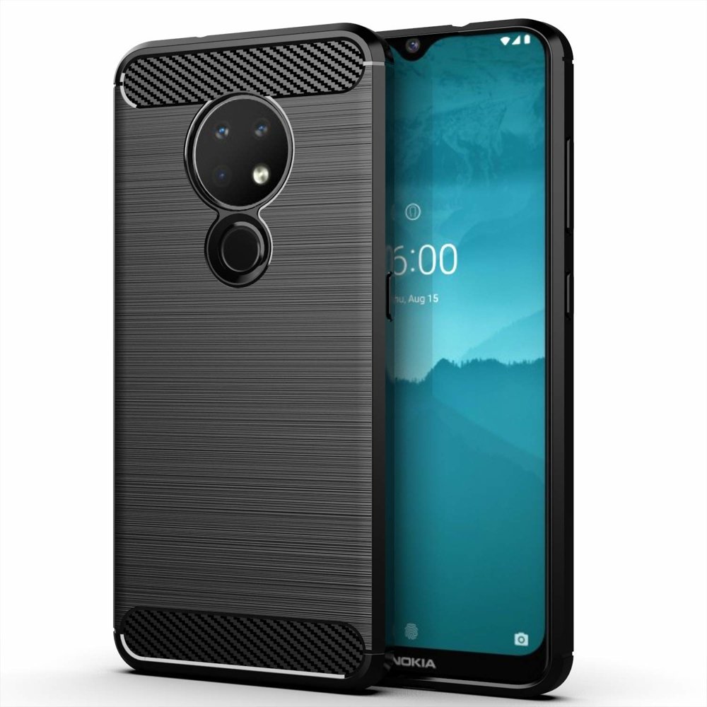 Telefontok Nokia 6.2 / Nokia 7.2 - Carbon Fiber fekete szilikon tok
