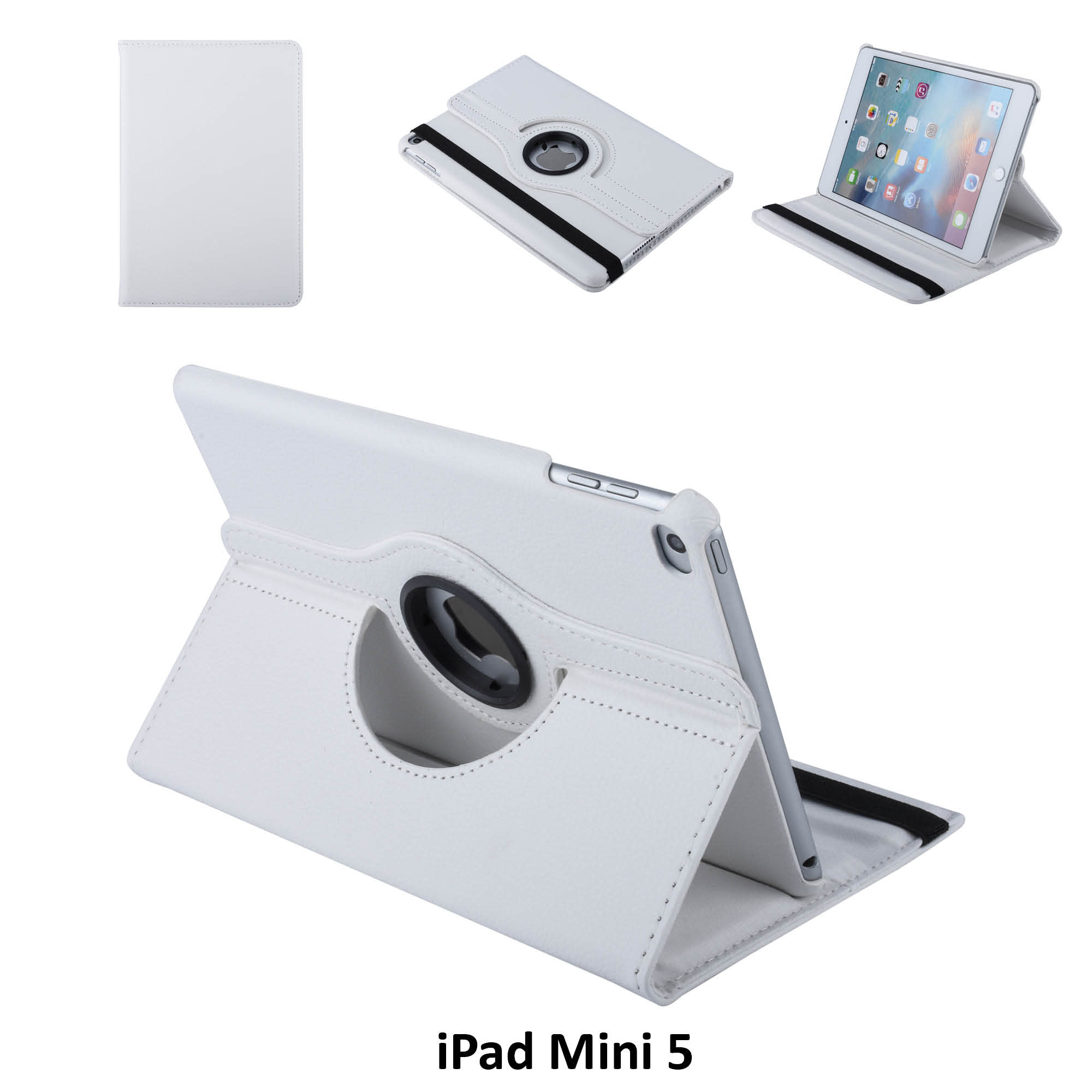 iPad Mini 4 (2015) / Mini 5 (2019) Tablettok - fehér fordítható műbőr tablet tok