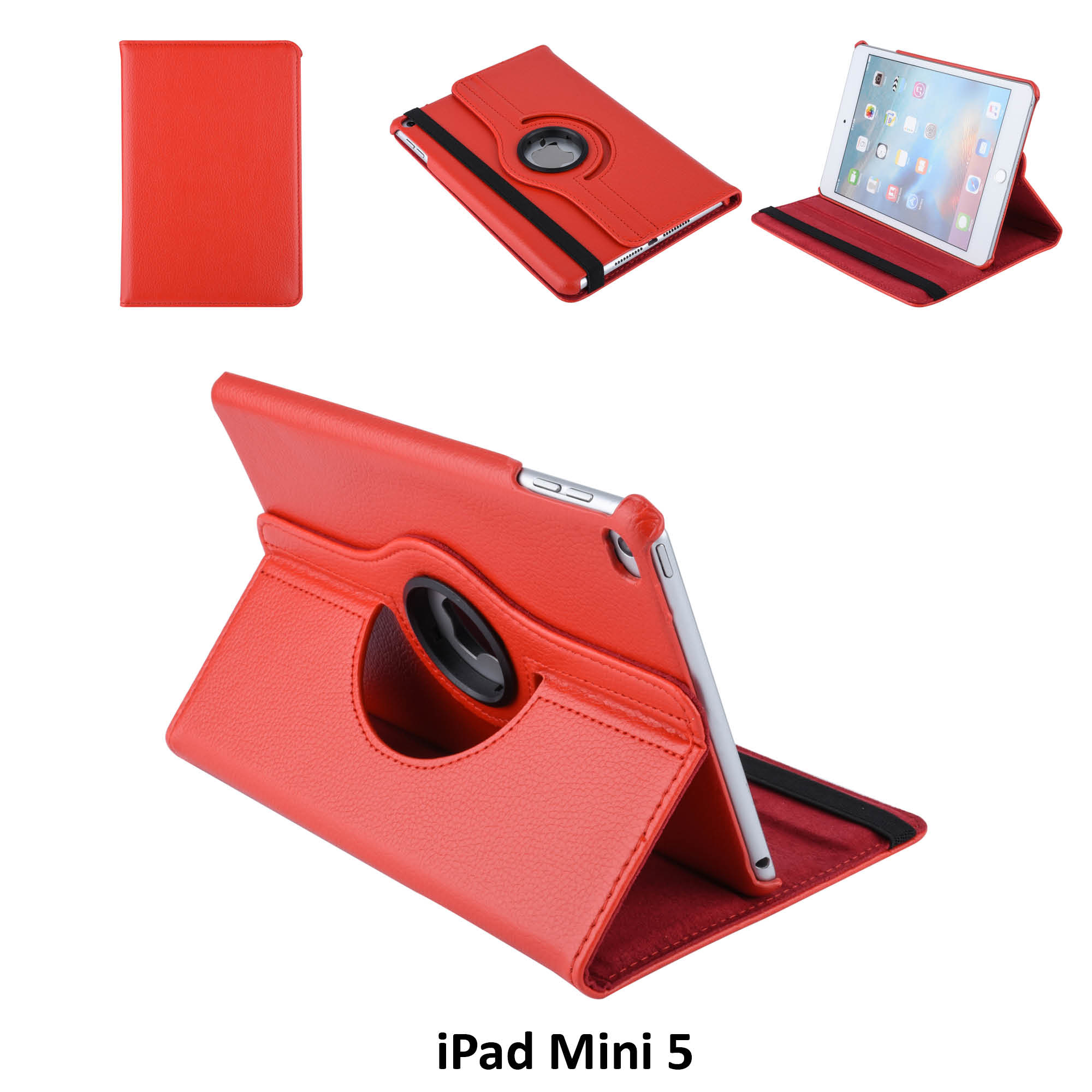 iPad Mini Mini 4 (2015) / Mini 5 (2019) Tablettok - piros fordítható műbőr tablet tok