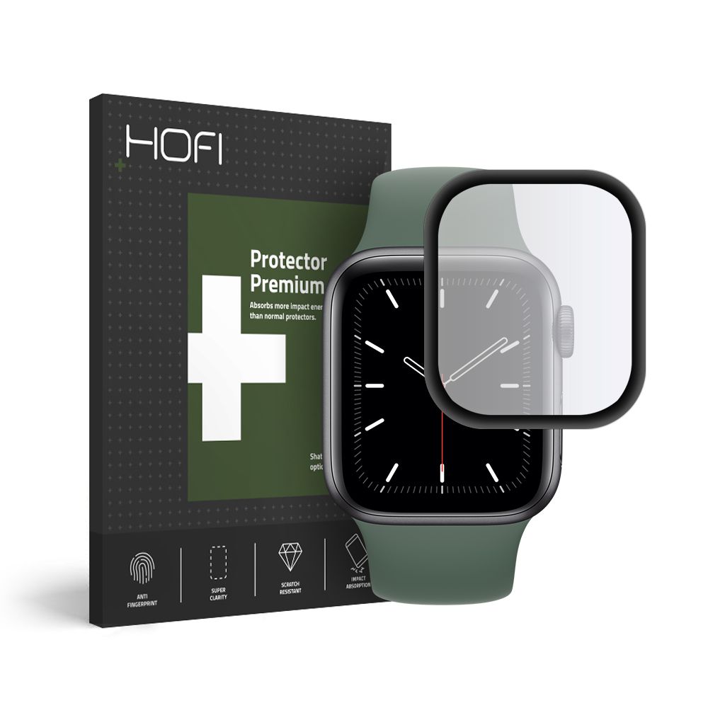 Okosóra flexibilis fólia Apple Watch Series 4/5/6/SE (44 mm) - flexibilis fekete kerettel