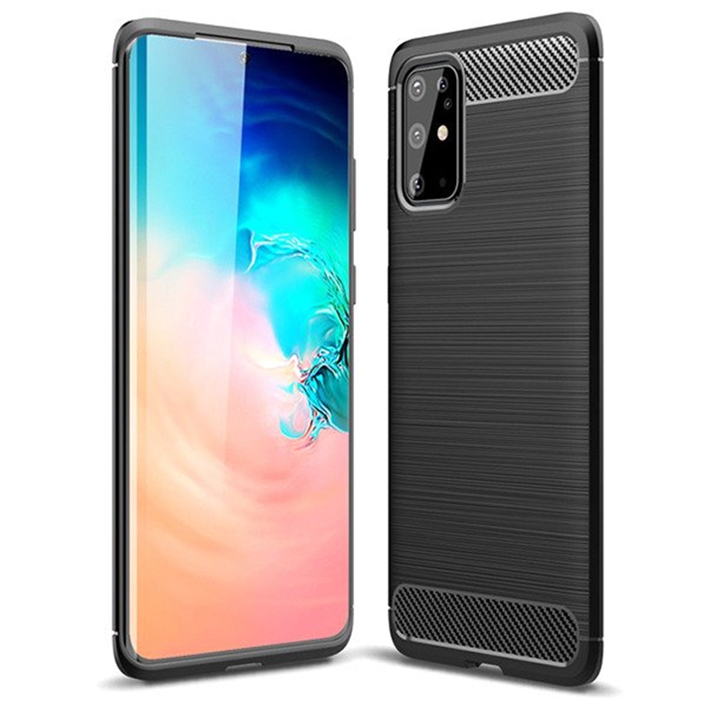 Samsung Galaxy S20+ (S20 Plus) Telefontok - Forcell CARBON fekete szilikon tok