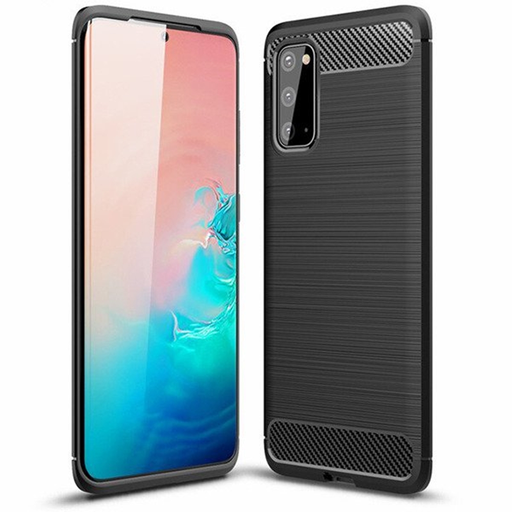 Samsung Galaxy S20 Telefontok - Forcell CARBON fekete szilikon tok