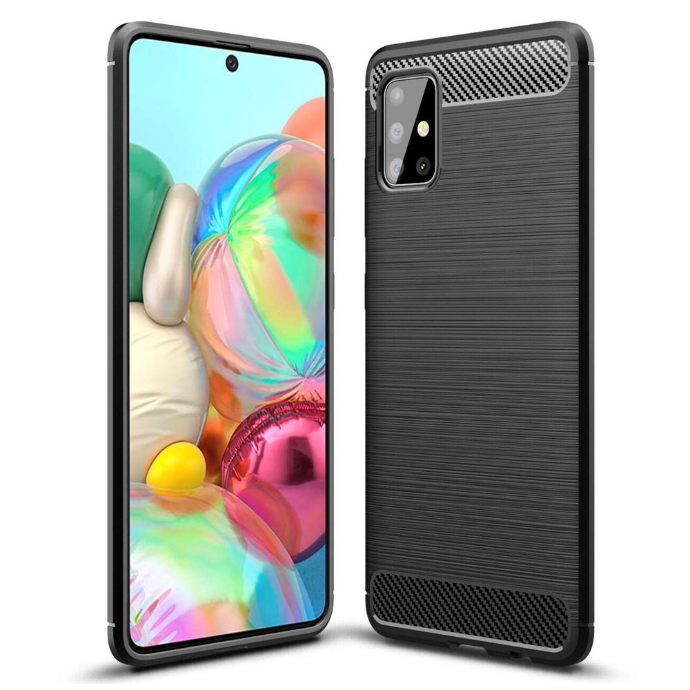 Samsung Galaxy A51 Telefontok - Forcell CARBON fekete szilikon tok
