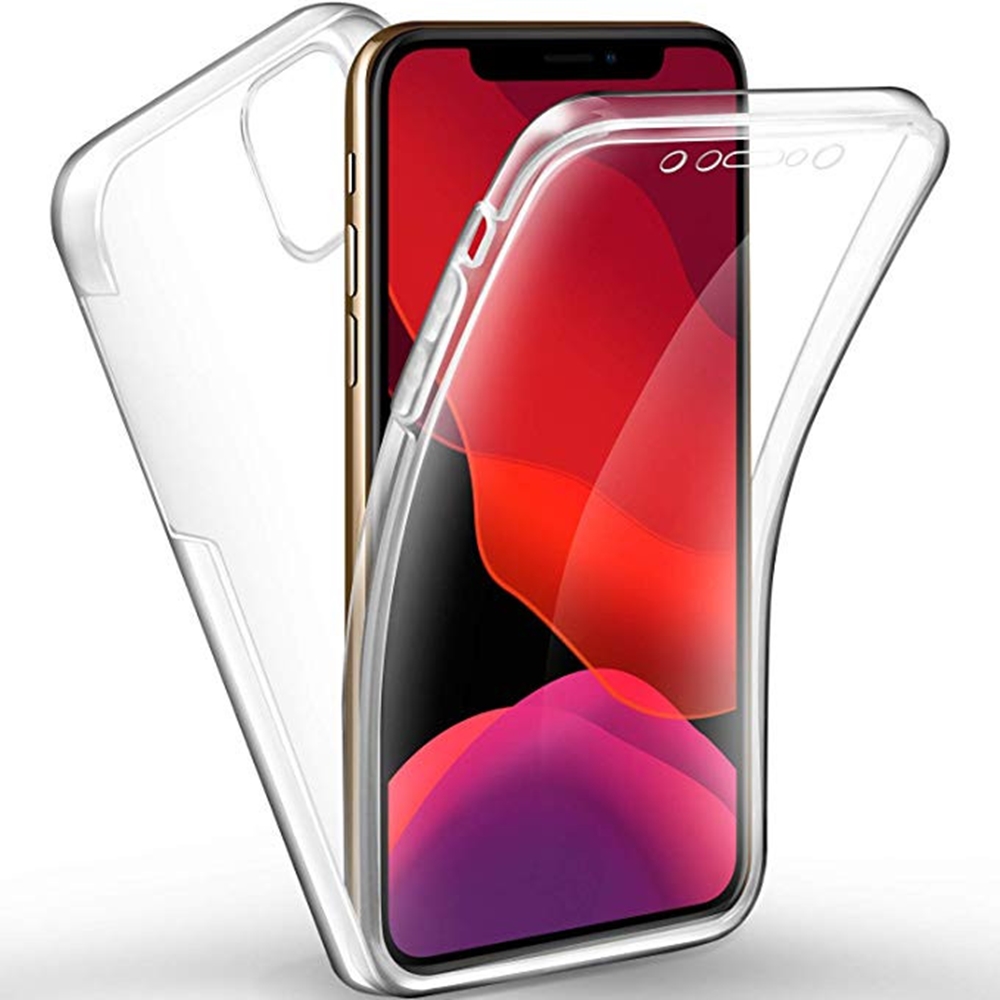 Telefontok iPhone 11 - átlátszó szilikon előlap + plexi hátlap tok 360 fokos