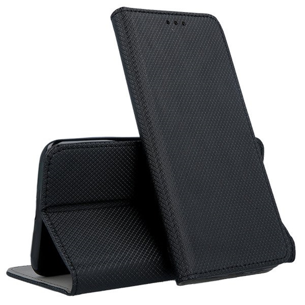 Huawei Y7 2019 / Y7 PRIME 2019 Telefontok - fekete mágneses szilikon keretes könyvtok