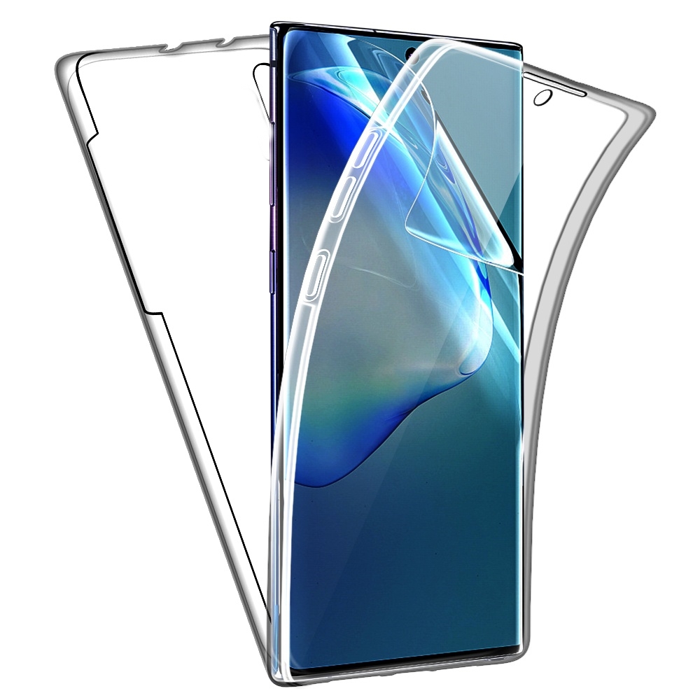 Telefontok Samsung Galaxy Note 10 - átlátszó szilikon előlap + plexi hátlapi tok 360°