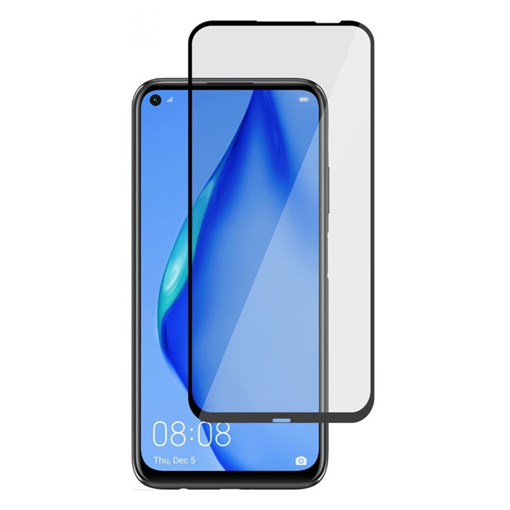 Huawei P40 Lite E Üvegfólia  - Full glue, super kemény tokbarát fólia fekete kerettel