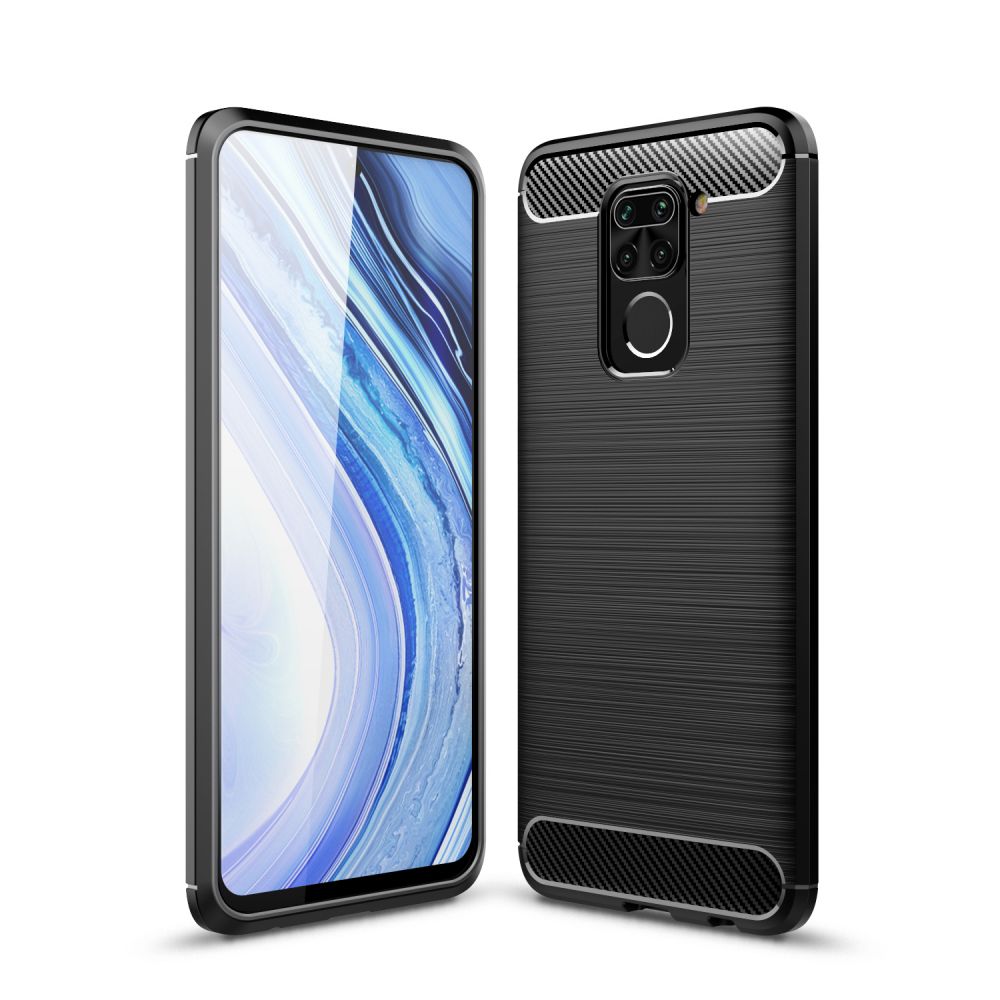 Xiaomi Redmi Note 9 / Xiaomi Redmi 10X 4G Telefontok - Carbon Fiber fekete szilikon tok