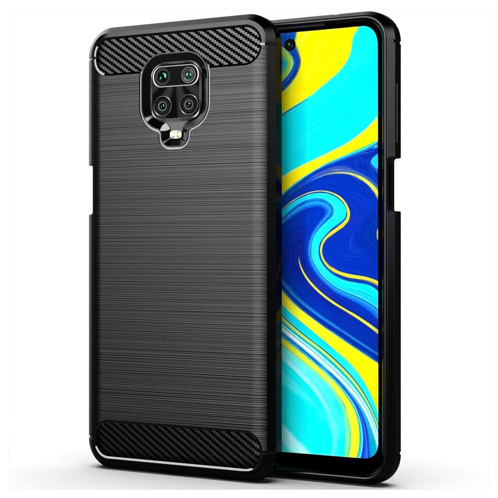 Xiaomi Redmi Note 9 Pro Max Telefontok - Carbon Fiber fekete szilikon tok