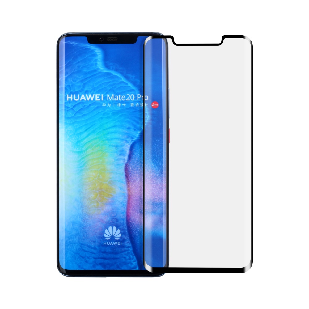 Üvegfólia Huawei Mate 20 Pro - 3D fekete kerettel (ráhajlik az íves részre is)