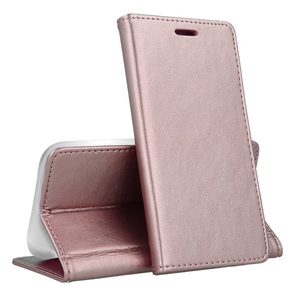 Huawei P Smart Z / Honor 9X Telefontok - Smart Magnetic rose gold szilikon keretes mágneses könyvtok
