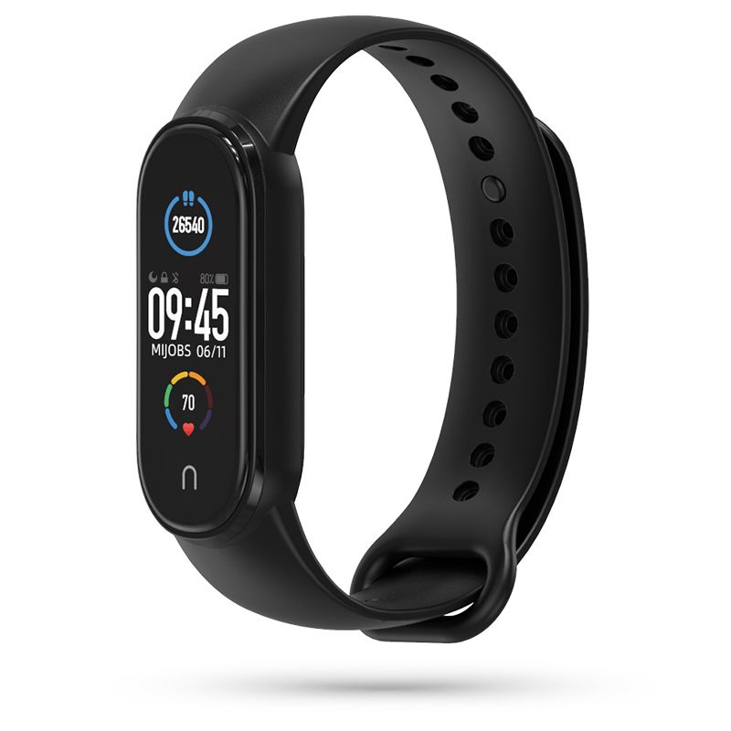 Okosóra szilikon szíj - Xiaomi Mi Band 5/6 - fekete szilikon
