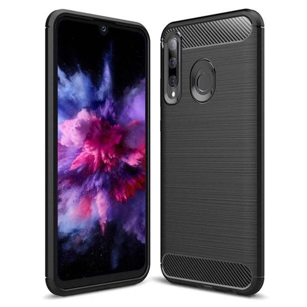 Huawei P Smart Plus 2019 Telefontok - Carbon fiber szilikon hátlap - fekete
