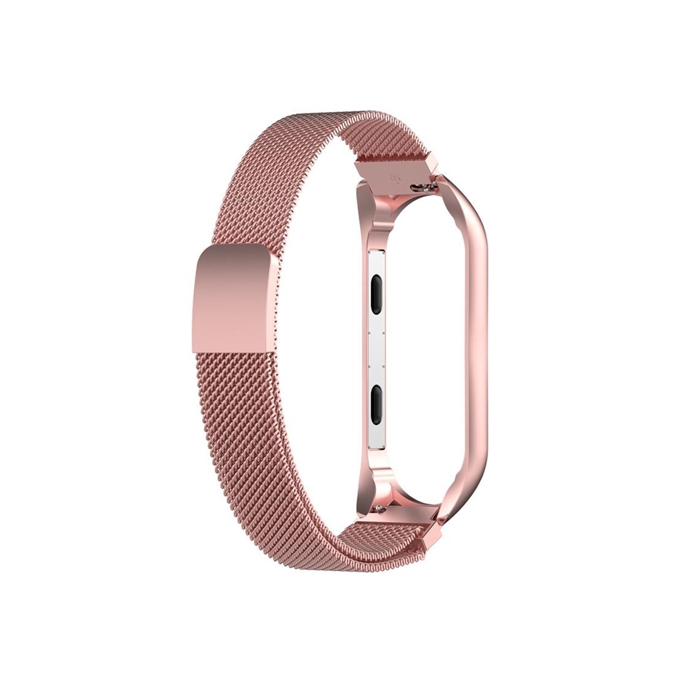Xiaomi Mi Band 5/6 okosóra fémszíj - mágneses rose gold fémszíj