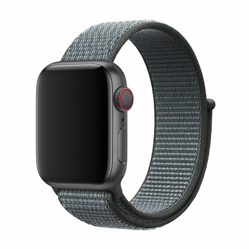 Okosóra szíj - Apple Watch Series 1/2/3/4/5 (38mm-40mm) - DEVIA szürke szövet, tépőzáras szíj
