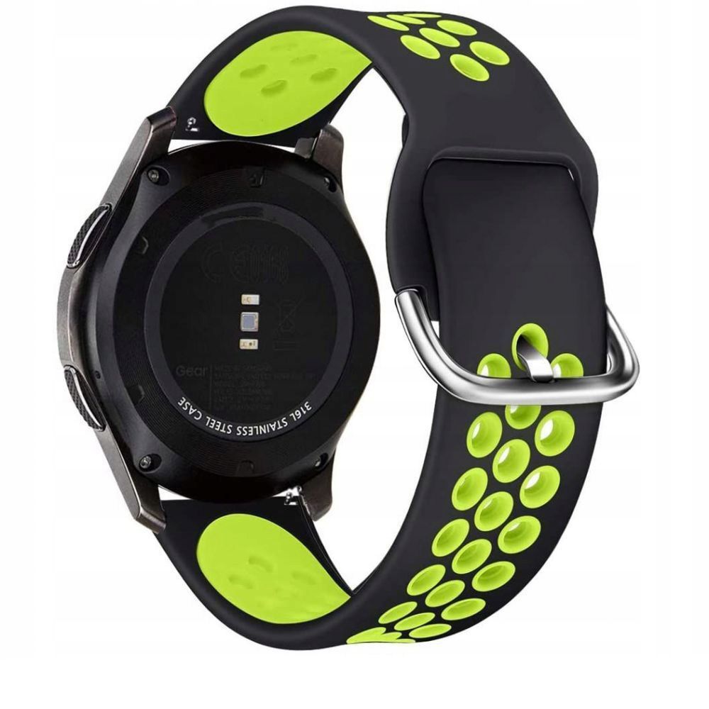 Samsung Galaxy Watch 3 (41 mm) okosóra szíj - fekete-lime szilikon szíj