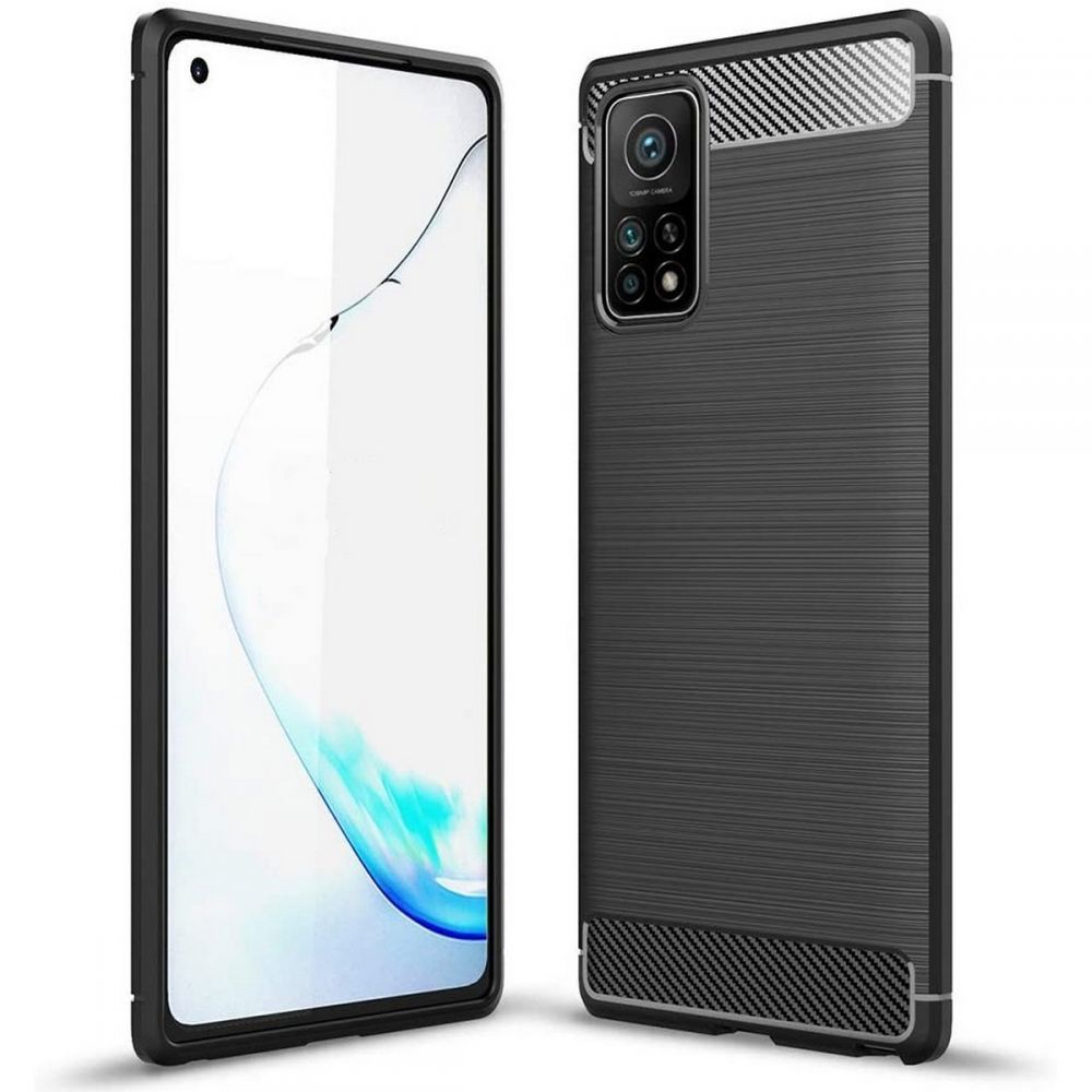 Telefontok Xiaomi Mi 10T / Mi 10T Pro - Carbon Fiber fekete szilikon tok