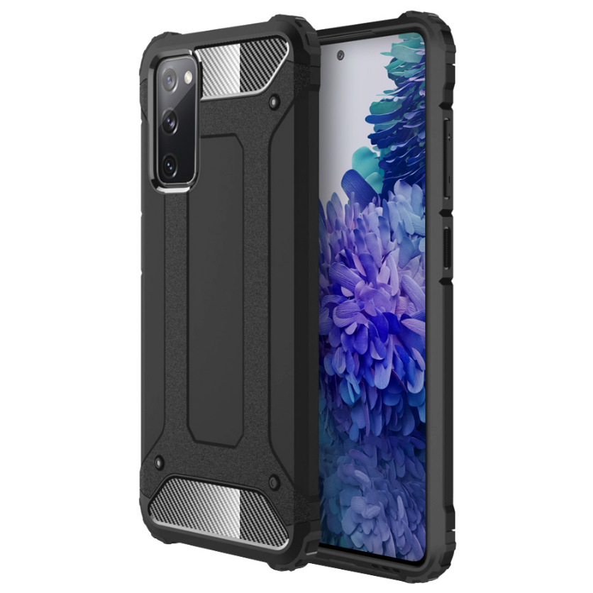Samsung Galaxy S20 FE Telefontok - Forcell Defender II fekete ütésálló hátlap tok