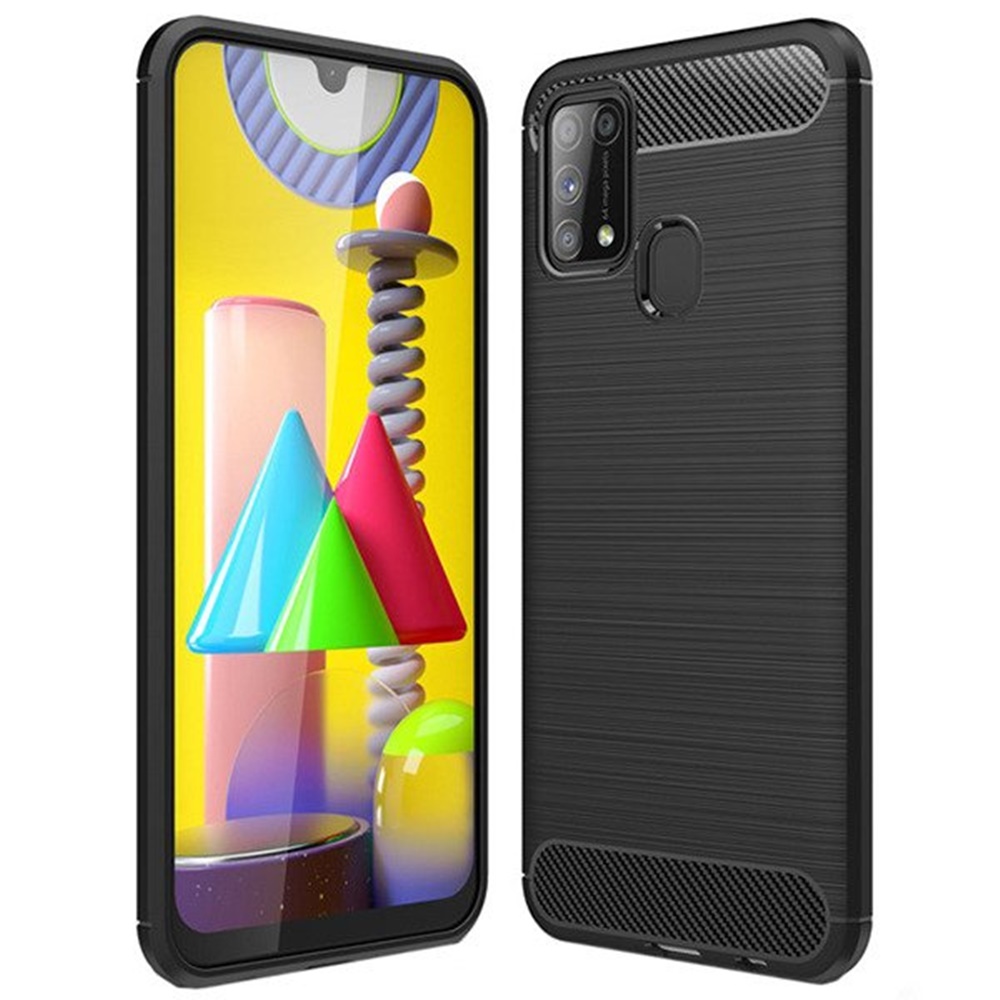 Samsung Galaxy M31 Telefontok - Forcell CARBON fekete szilikon tok