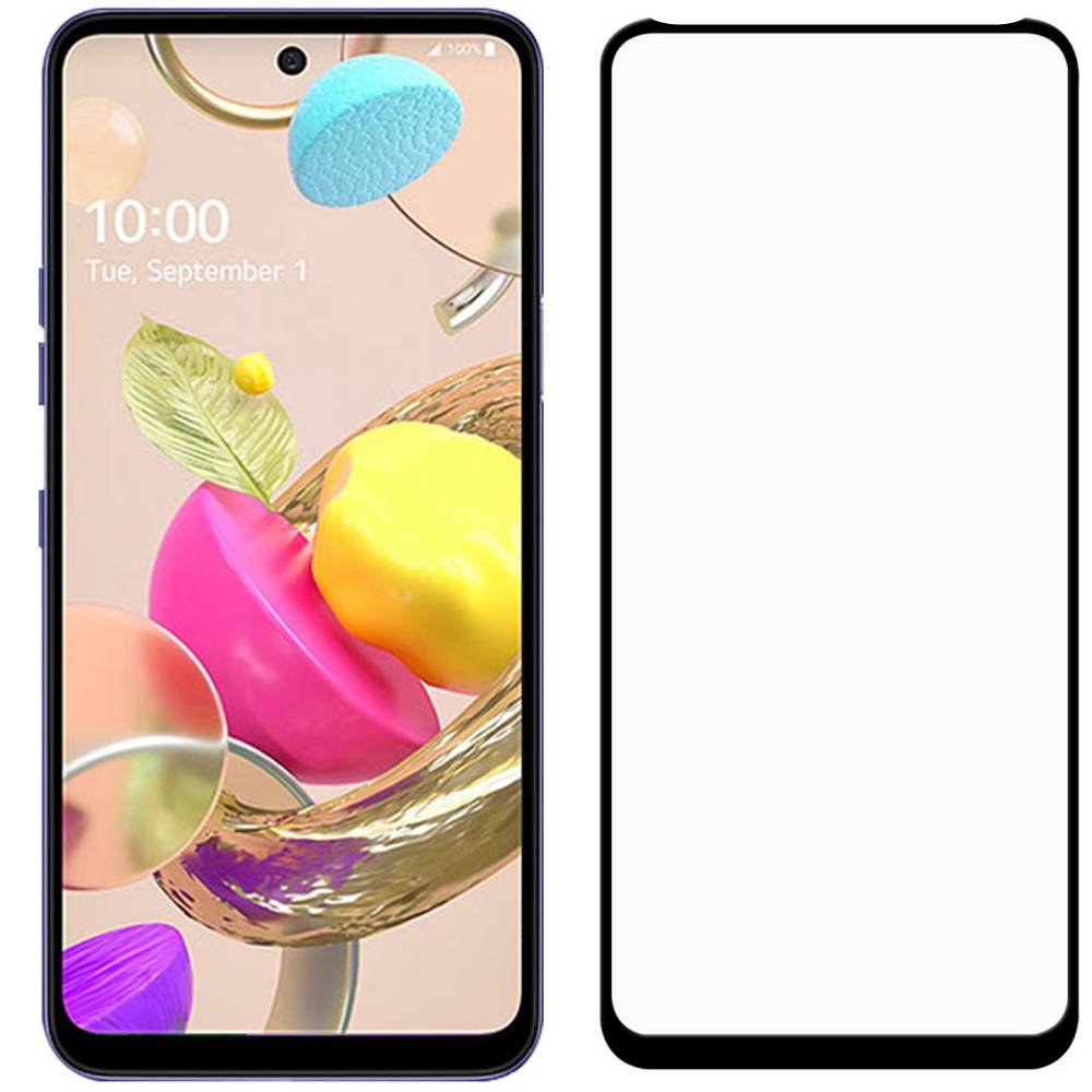 LG K42 Üvegfólia- 5D full glue, super kemény tokbarát fólia fekete kerettel