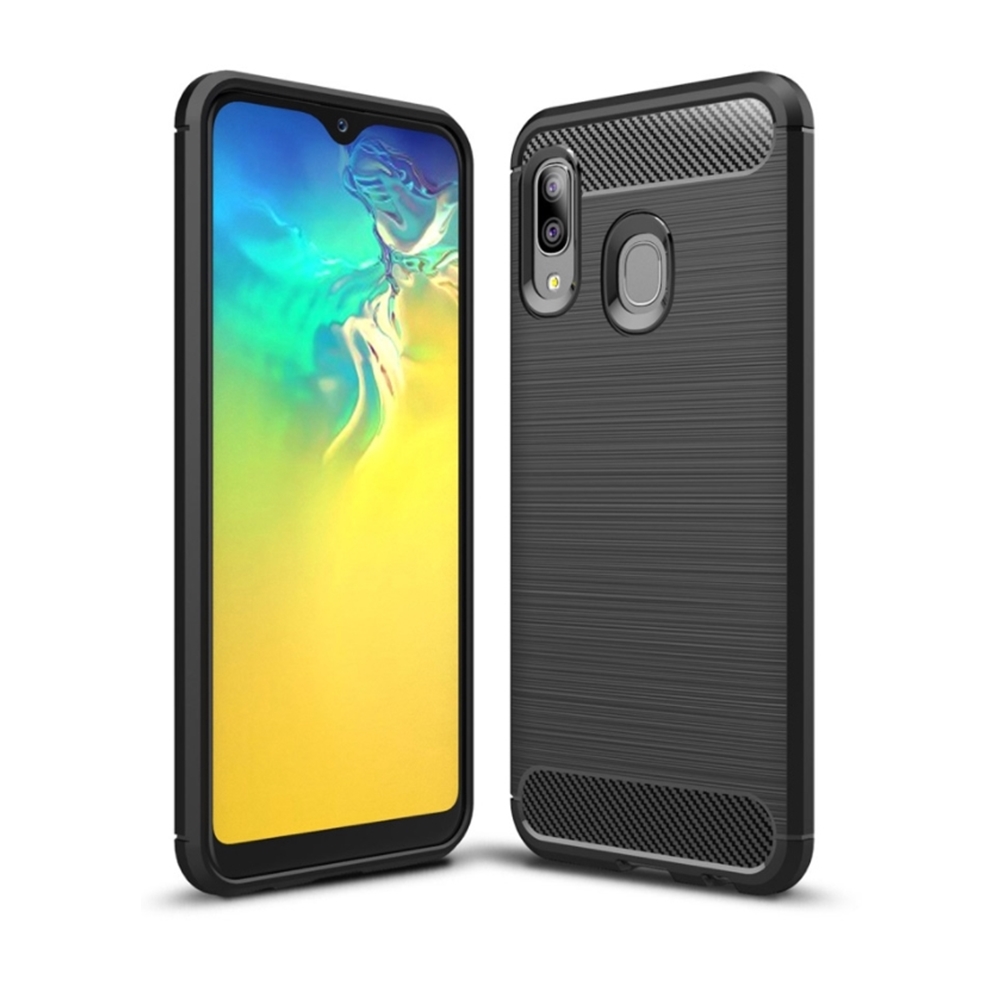 Samsung Galaxy A20e Telefontok - Forcell Carbon fekete szilikon tok