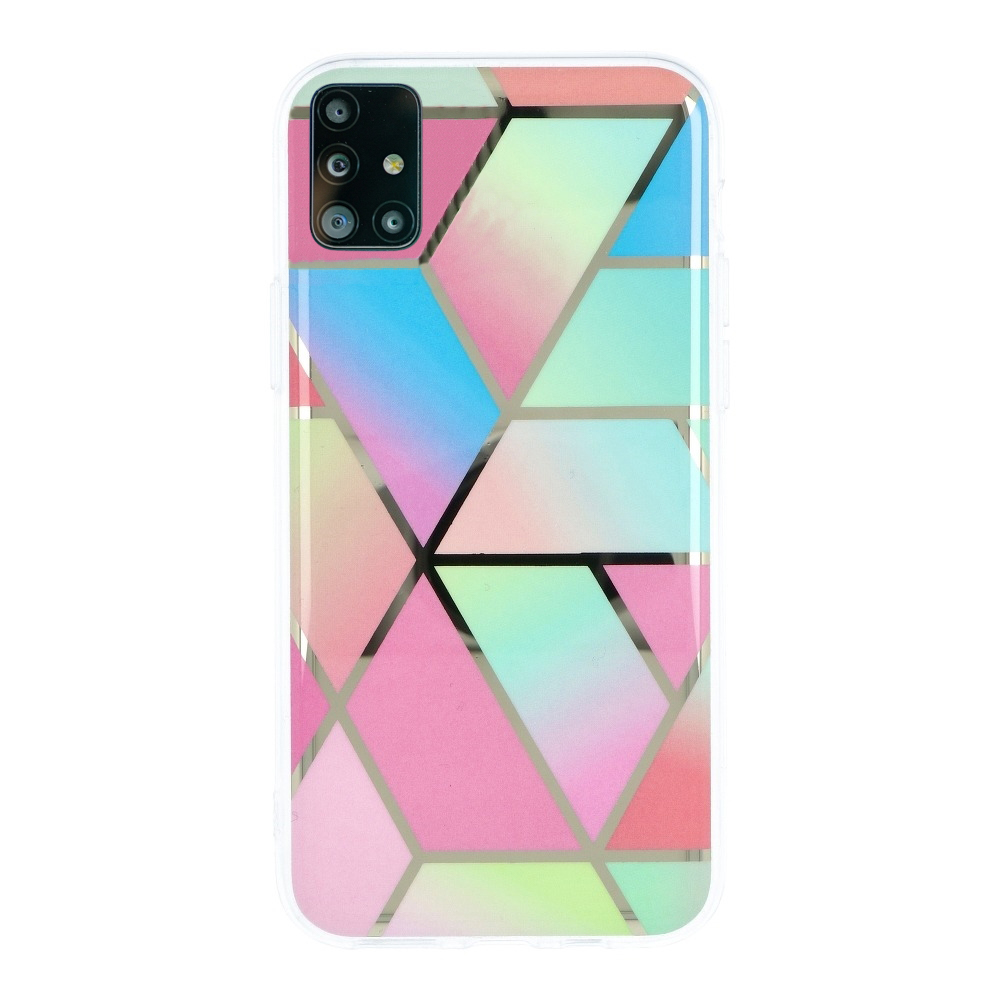 Samsung Galaxy M51 Telefontok - COSMO Marble d4 - Színes mintás műanyag hátlap tok, szilikon kerettel