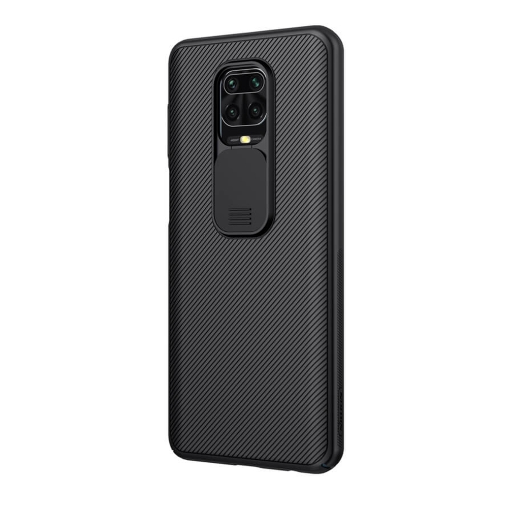 Xiaomi Redmi Note 9 Pro Max Telefontok - Nillkin csúsztatható kameravédős fekete hátlap tok