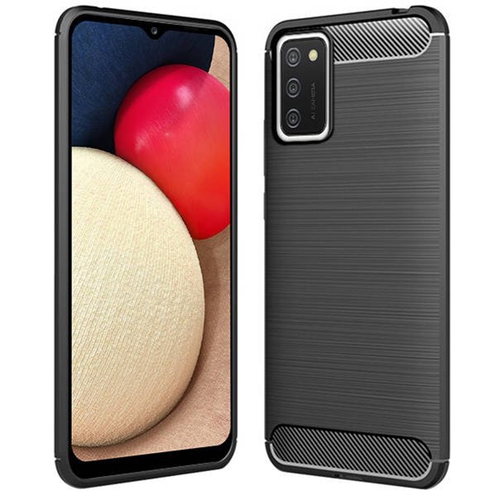 Samsung Galaxy A02S Telefontok - Forcell CARBON fekete szilikon tok