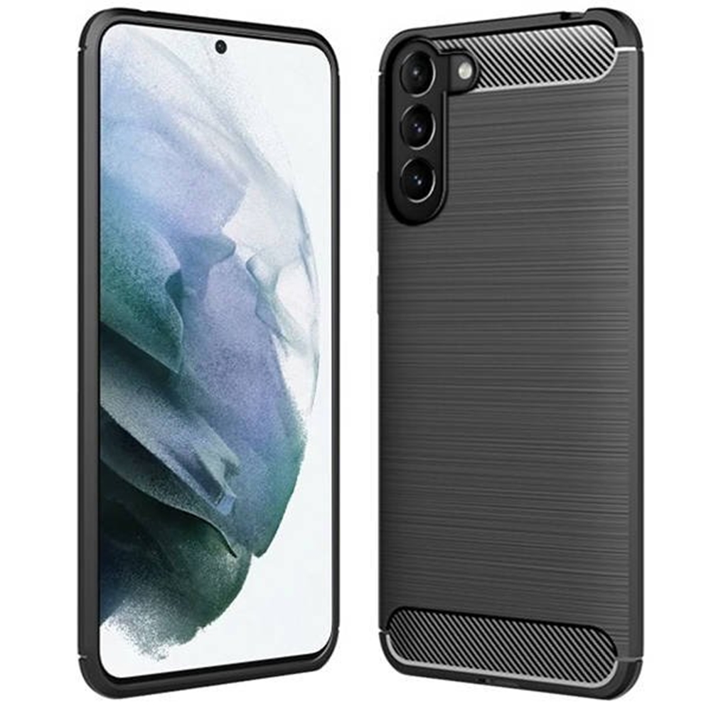 Samsung Galaxy S21 Telefontok - Forcell CARBON fekete szilikon tok