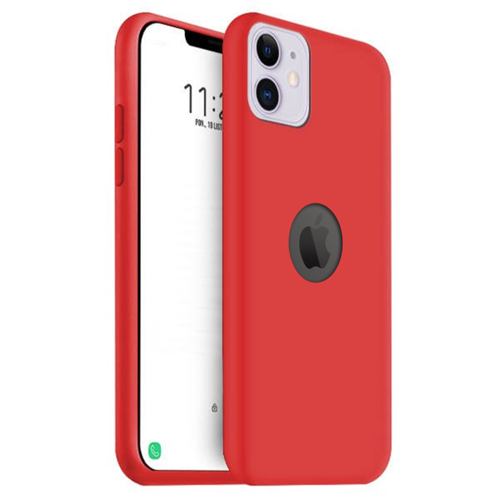 iPhone 12 Pro Telefontok - piros pastel szilikon tok (Apple logónál kivágással)